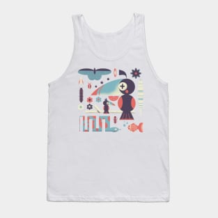 Geometric Toucan and Colorful Jungle Animals Tank Top